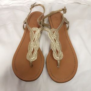 Unisa glitter gold thong sandals